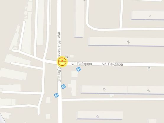 Схема рекламной плоскости по адресу 25-й Чапаевской Дивизии №20 Гайдара В