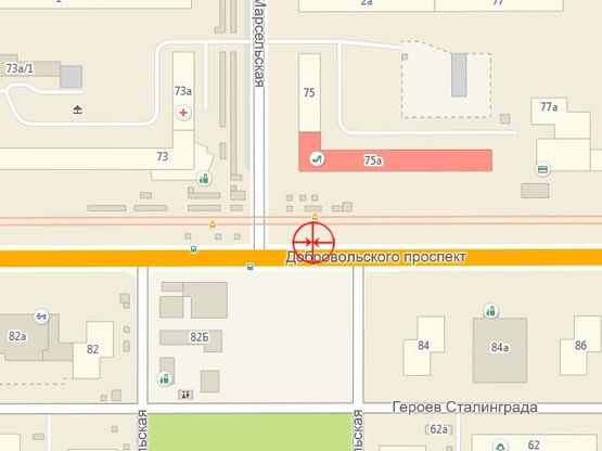 Схема рекламной плоскости по адресу Добровольского пр-т №75а А