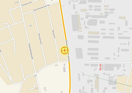 Схема рекламной плоскости по адресу Киевское шоссе угол Новомосковская дорога №5 А