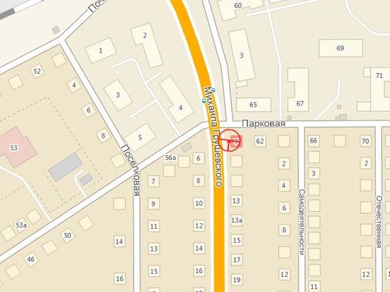 Схема рекламной плоскости по адресу Грушевского Мих. №7 Парковая А
