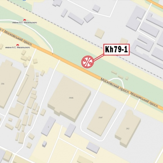 Схема рекламной плоскости по адресу Московский просп., напротив 256-В, в центр (ТРЦ Экватор, СМ Варус, автоцентр NISSAN, продуктовый рынок)