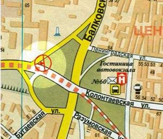 Схема рекламної площини за адресою Грушевского Мих. возле моста (схема №1) В левая