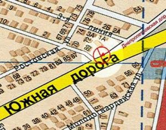 Схема рекламной плоскости по адресу Южная дорога угол 3-й Суворовской ул. №1-а А