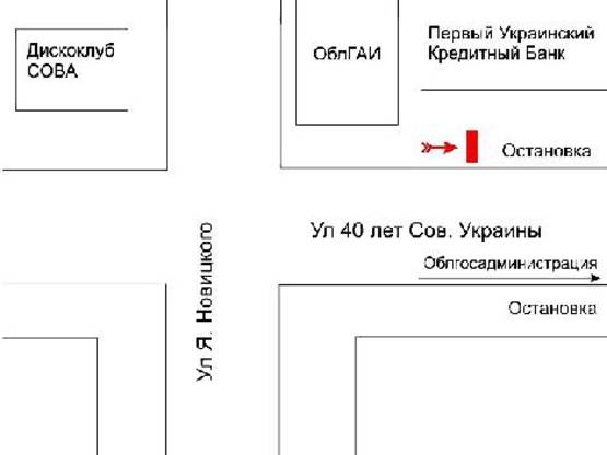 Схема рекламной плоскости по адресу 304_Запорожье_ул. Независимой Украины /ул.Я.Новицкого (рядом супермаркет Брусниця)