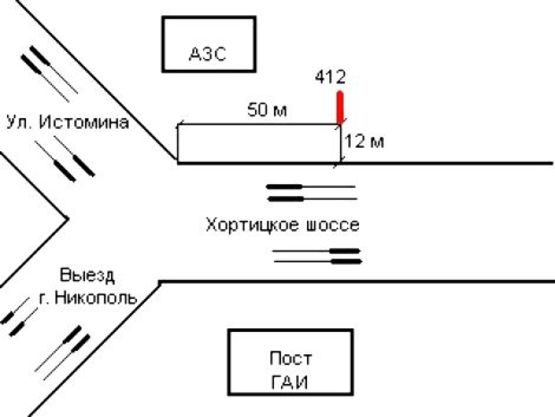 Схема рекламной плоскости по адресу 009_Запорожье_Хортицкое шоссе