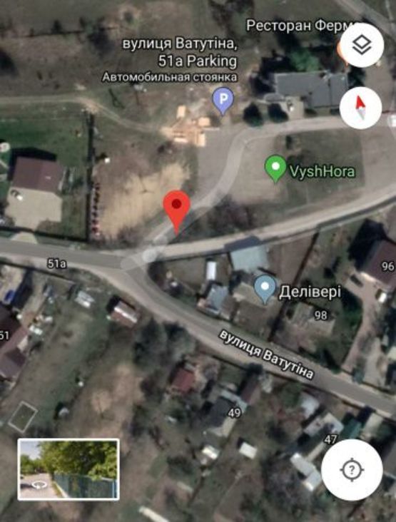 Схема рекламной плоскости по адресу г.Вышгород, ул. Ватутина 102