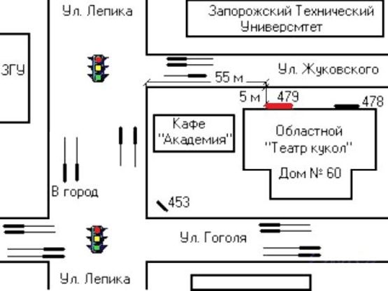 Схема рекламной плоскости по адресу 011_Запорожье_ул. Жуковского /ул.Лепика, правый
