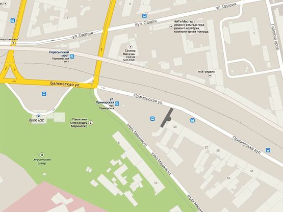 Схема рекламної площини за адресою Приморская -Черноморского казачества (СРЗ)