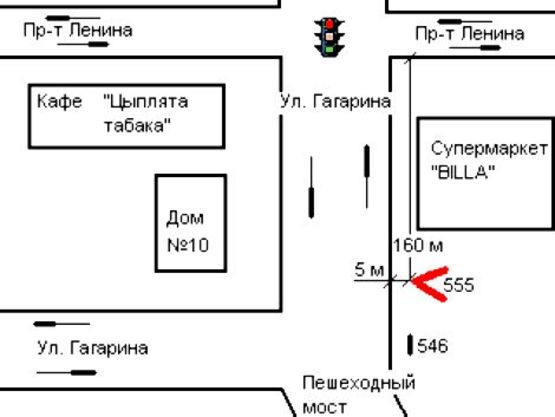 Схема рекламной плоскости по адресу 026_Запорожье_ул Гагарина,/ ул Патриотическая