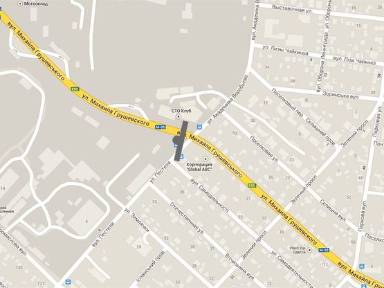 Схема рекламної площини за адресою Грушевского - ул. Пестеля