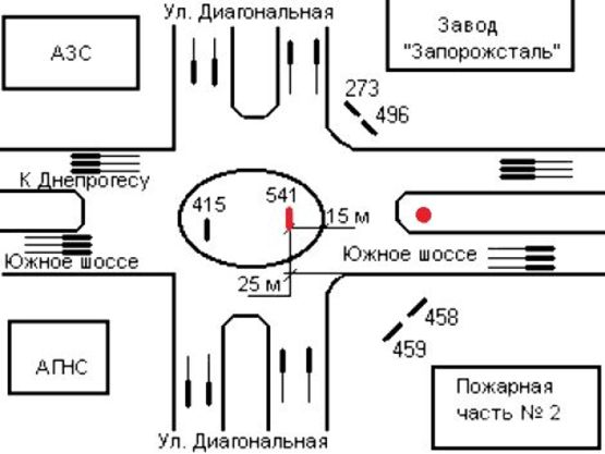 Схема рекламной плоскости по адресу 028_Запорожье_Южное шоссе / Диагональная 1