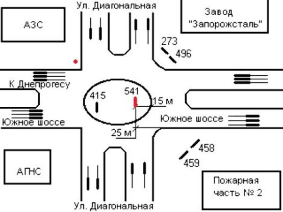Схема рекламной плоскости по адресу 029_Запорожье_Южное шоссе / Диагональная 2