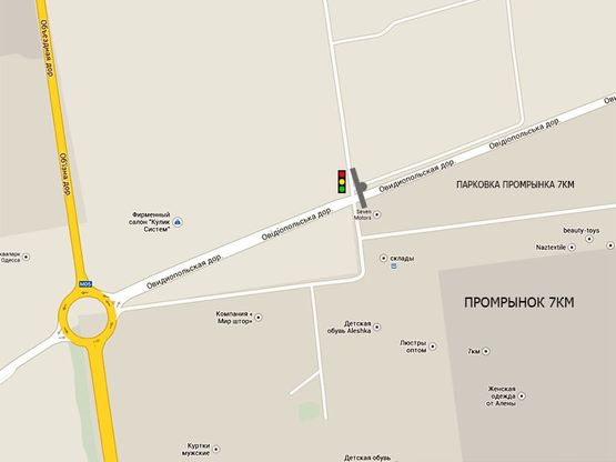Схема рекламної площини за адресою Промрынок 7 км (светофор)