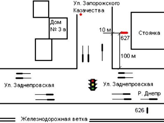 Схема рекламной плоскости по адресу 037_Запорожье_ул Запорожского казачества / Энтузиастов