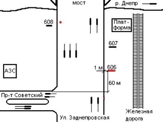 Схема рекламной плоскости по адресу 040_Запорожье_Заднепровская / пр. Инженера Преображенского, выезд с моста Преображенского