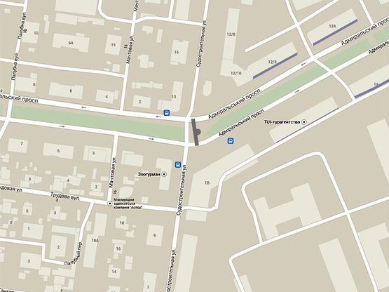 Схема рекламної площини за адресою Адмиральский пр-т- ул.Судостроительная (в центр)