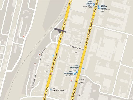 Схема рекламной плоскости по адресу Ат.Головатого - автосалон "Тотус"  (щит справа)