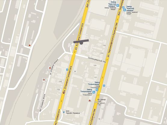 Схема рекламної площини за адресою Ат.Головатого - автосалон "Тотус"  (ворота)