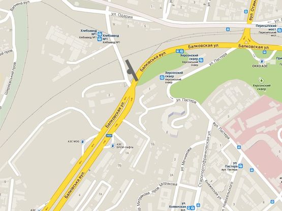 Схема рекламної площини за адресою Балковская -Пересыпский  мост