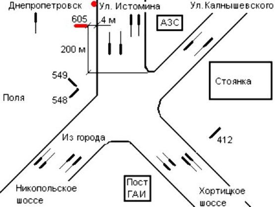 Схема рекламной плоскости по адресу 044_Запорожье_ул.Истомина/Хортицкое шоссе