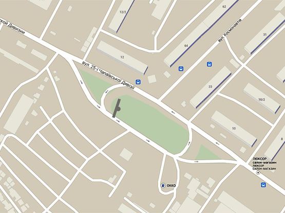 Схема рекламної площини за адресою 25 Чап.дивизии - Космонавтов(л)