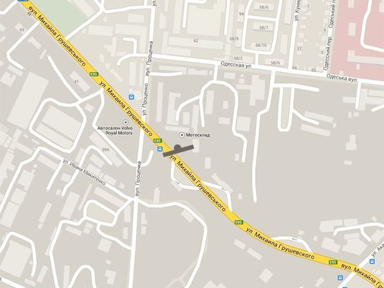 Схема рекламної площини за адресою Грушевского - ул.Проценко ( Автосалон РоялМоторс)