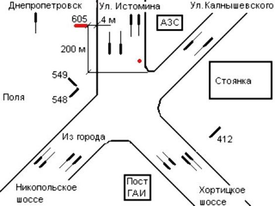 Схема рекламной плоскости по адресу 045_Запорожьеул.Истомина/Хортицкое шоссе