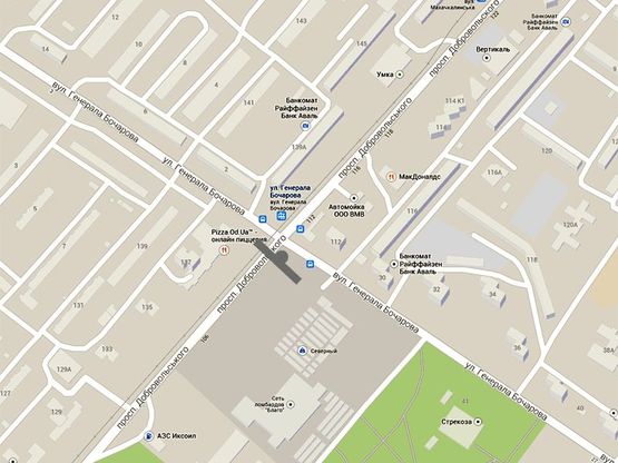 Схема рекламної площини за адресою Добровольского-Бочарова