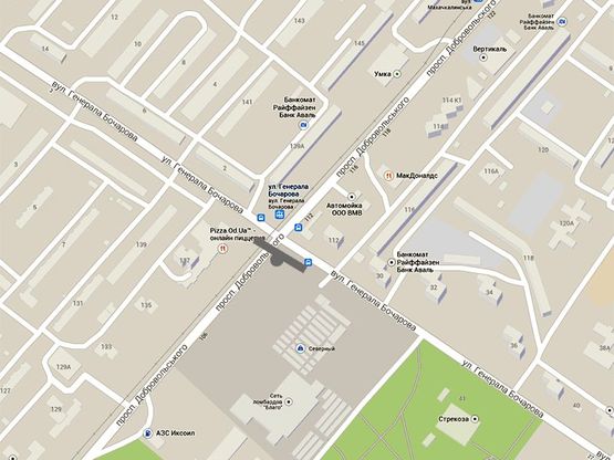 Схема рекламної площини за адресою Добровольского-Бочарова