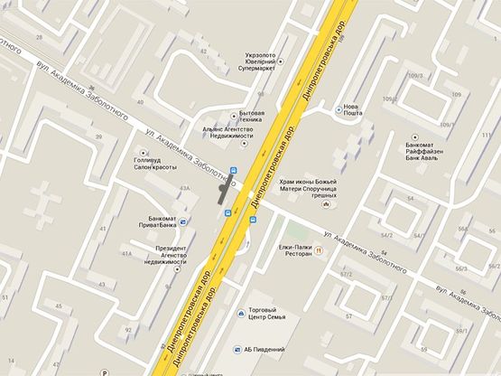 Схема рекламной плоскости по адресу Заболотного-Днепропетровская дор
