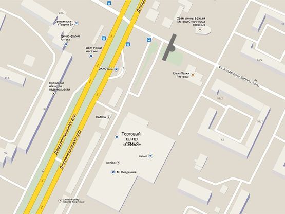 Схема рекламної площини за адресою Заболотного-торг.центр "СемьЯ"