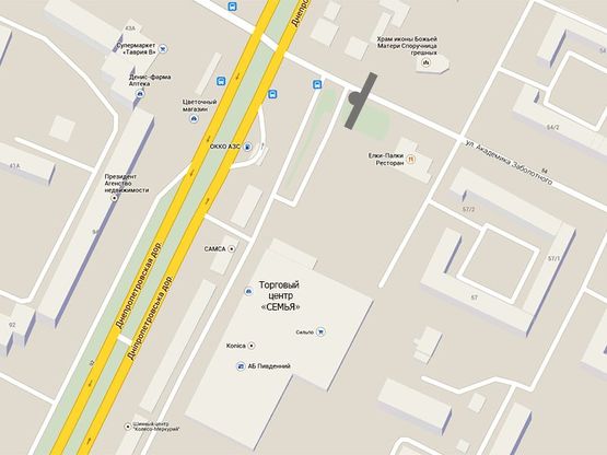 Схема рекламной плоскости по адресу Заболотного-торг.центр "СемьЯ"