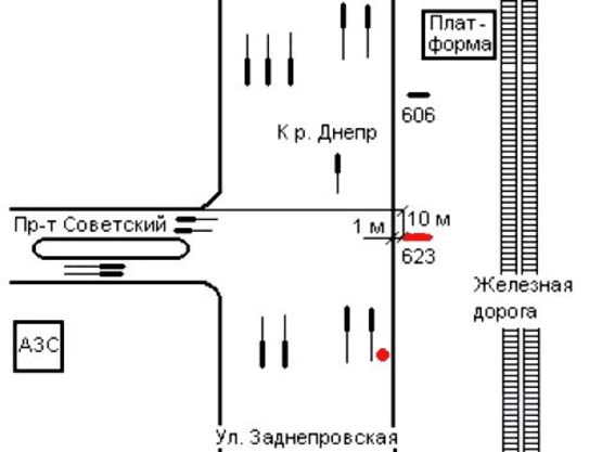 Схема рекламной плоскости по адресу 057_Запорожье_Заднепровская разъезд