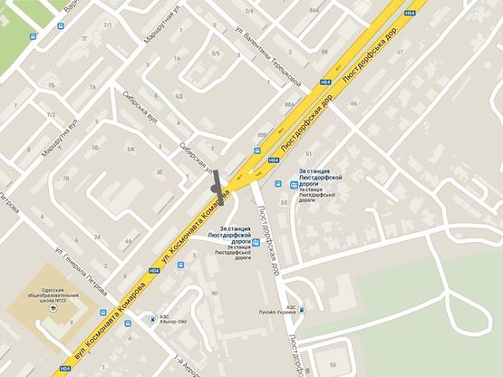 Схема рекламної площини за адресою Комарова - 3 ст.Люстдорфской дор.