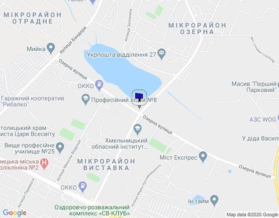 Схема рекламної площини за адресою вул. П. Мирного (над озером)