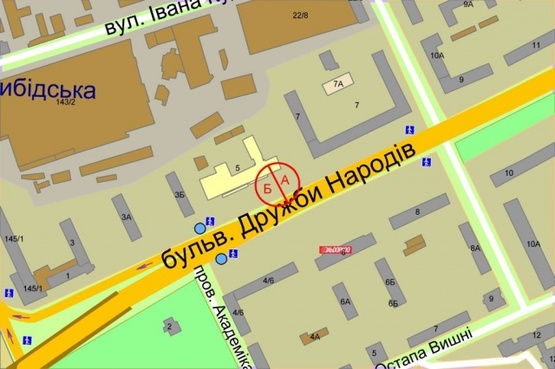 Схема рекламной плоскости по адресу Дружбы Народов бульвар,  5(г-ца "Дружба")
