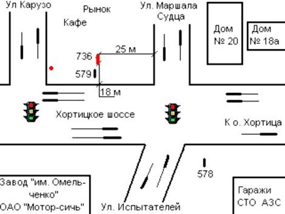 Схема рекламной плоскости по адресу 073_Запорожье_Хортицкое шоссе / ул.Маршала Судца - рынок