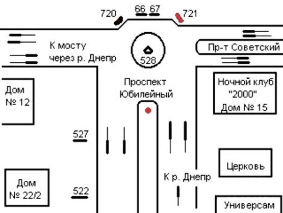 Схема рекламной плоскости по адресу 086_Запорожье_пр. Инженера Преображенского / пр Юбилейный (рядом см АМСТОР)