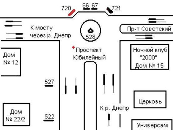 Схема рекламной плоскости по адресу 087_Запорожье_пр. Инженера Преображенского / пр Юбилейный (рядом см АМСТОР)