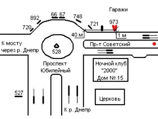 Схема рекламной плоскости по адресу 090_Запорожье_пр. Инженера Преображенского/пр.Юбилейный, в центр (рядом см АМСТОР)