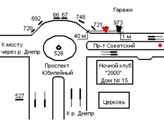 Схема рекламной плоскости по адресу 092_Запорожье_пр. Инженера Преображенского /пр.Юбилейный, круг, в центр (рядом см АМСТОР)