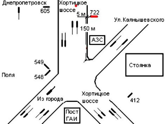 Схема рекламной плоскости по адресу 099_Запорожье_Хортицкое шоссе ул Калнышевского