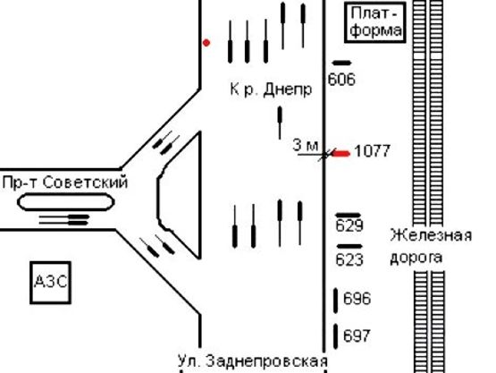 Схема рекламної площини за адресою 106_Запорожье_ул Заднепровская, выезд на пр Советский