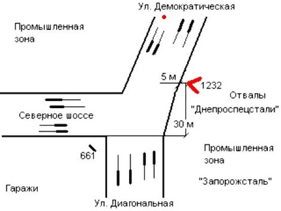 Схема рекламной плоскости по адресу 108_Запорожье_Северное Шоссе, ул Демократическая, к центру