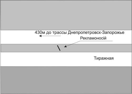 Схема рекламной плоскости по адресу 116_ул.Тиражная 430м от трассы -выезд из города
