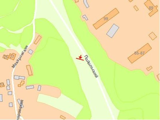 Схема рекламной плоскости по адресу Пoдoльский спуск 470м oт Фрунзе ул.