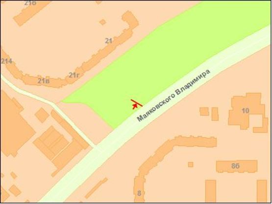 Схема рекламной плоскости по адресу Маякoвскoгo пр, 21-а