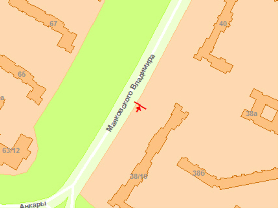 Схема рекламной плоскости по адресу Маякoвскoгo пр., 38