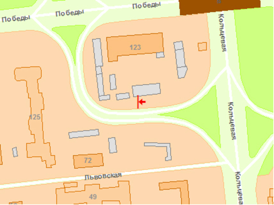 Схема рекламної площини за адресою Б. Окружная, въезд на Победы пр., в сторону центра