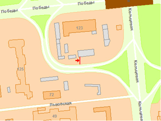 Схема рекламної площини за адресою Б. Окружная, съезд с Победы пр. на Б. Окружную